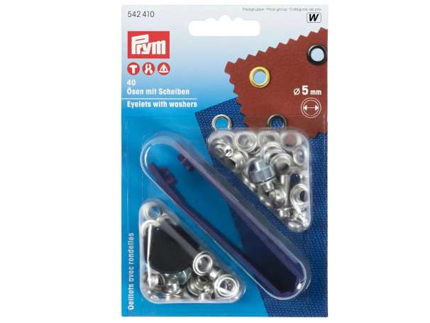 Prym - 40 Ösen mit Scheiben Ø 5 mm - silber