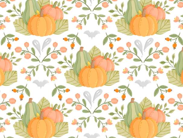 French Terry - Pastel Pumpkin Patch