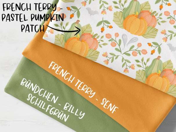 Stoffpaket French Terry - Pastel Pumpkin Patch - schilfgrün