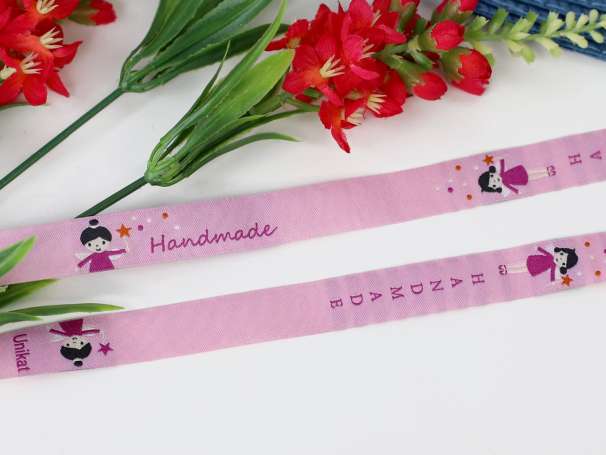 Webband blau - Handmade, Prinzessin - rosa