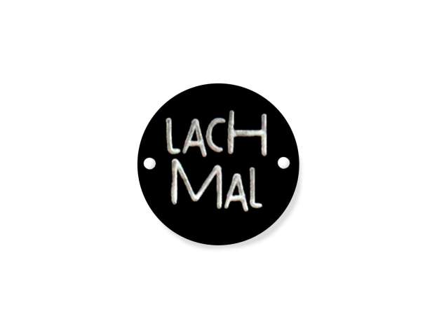 Label zum Annähen - LACH MAL - schwarz