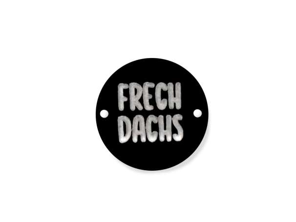 Label zum Annähen - Frechdachs - schwarz