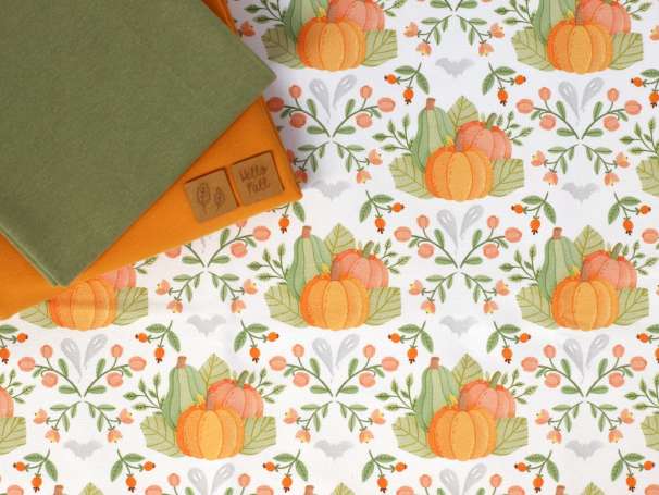 French Terry - Pastel Pumpkin Patch + Kombistoffe